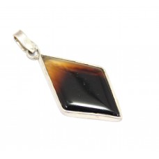 Pendant 925 Sterling Silver Natural Cabochon brown agate Gem Stone A 111